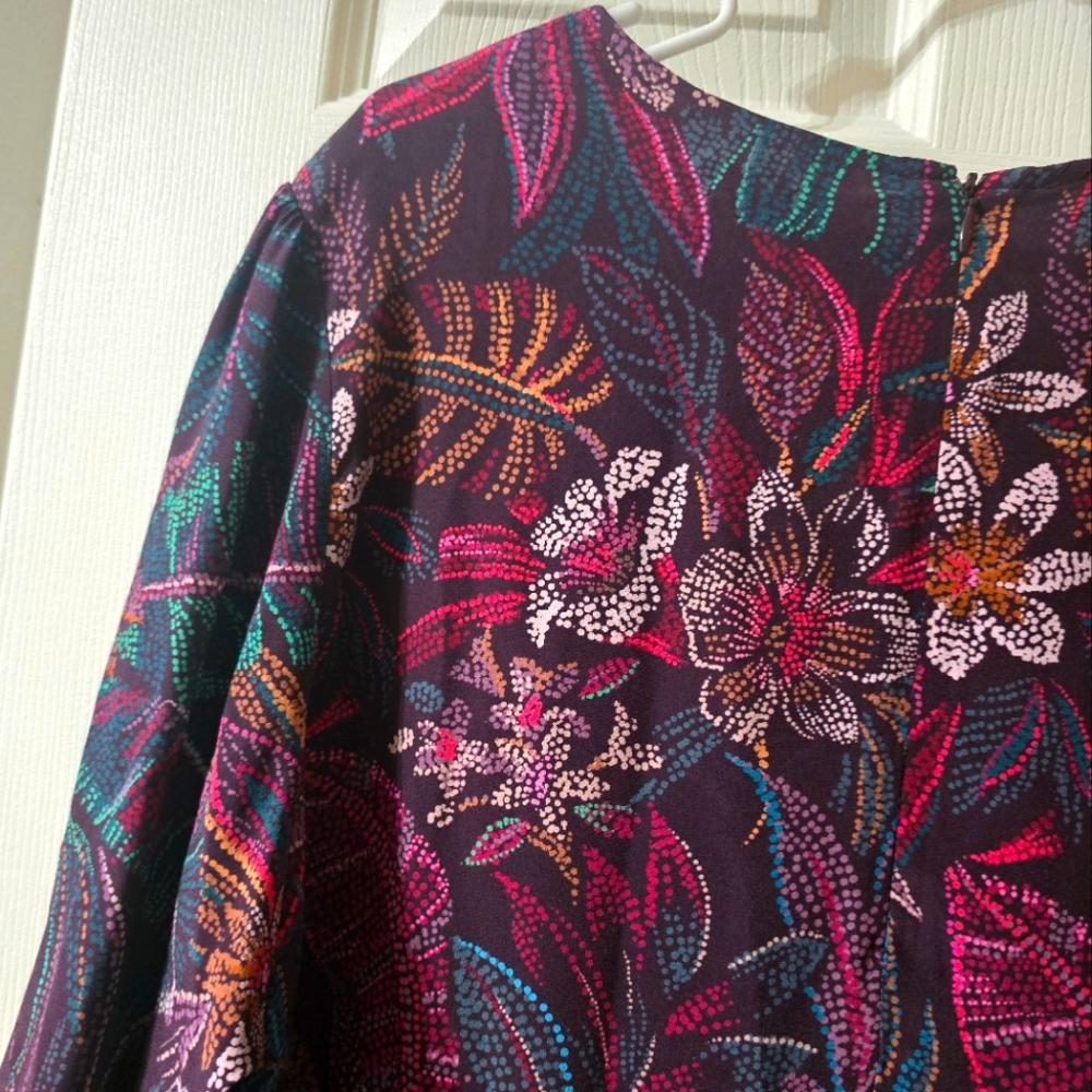NWT Johnny Was Alicante Tunic Silk Shift Dress, Tropical Print, Ruffle Hem, XL. - Picture 10 of 16